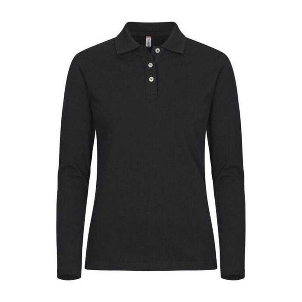 Clique Womens/Ladies Stretch Long-Sleeved Polo Shirt / Black